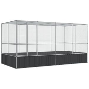 vidaXL Volieră cu extensie argintie 418x207x212 cm oțel