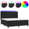 vidaXL Pat cu arcuri, saltea și LED, negru, 160x200 cm, catifea