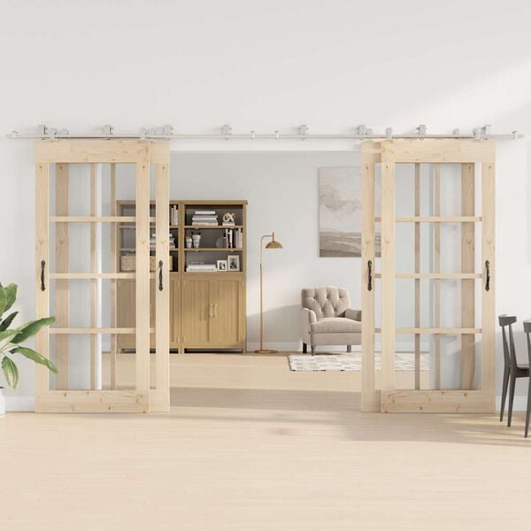 vidaXL Set piese pentru ușă glisantă, argintiu, 400 cm oțel inoxidabil