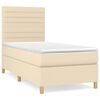 vidaXL Pat box spring cu saltea, crem, 100x200 cm, textil