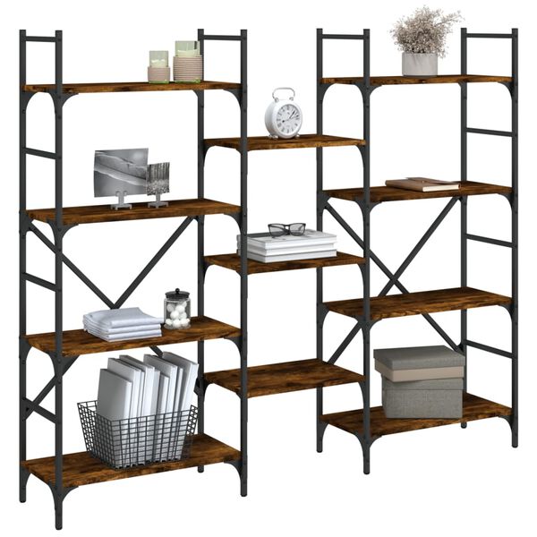 vidaXL Bibliotecă, stejar fumuriu, 160x28,5x136,5 cm, lemn prelucrat