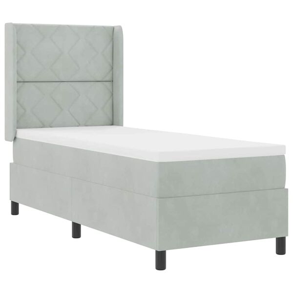 vidaXL Pat cu arcuri cu headboard Gri deschis 80 x 200 cm Catifea