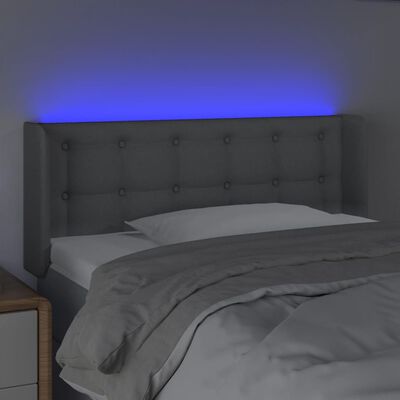 vidaXL Tăblie de pat cu LED, gri deschis, 103x16x78/88 cm, textil