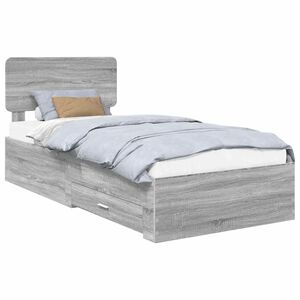 vidaXL Cadru de pat cu headboard Gri Sonoma 90 x 190 cm Lemn compozit