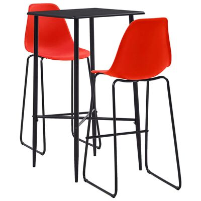 vidaXL Set mobilier de bar, 3 piese, roșu, plastic