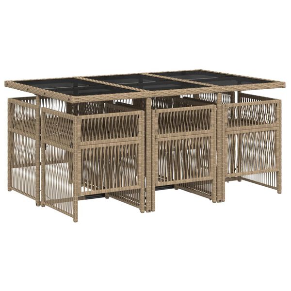 vidaXL Set mobilier pentru grădină, 7 piese, cu perne, bej, poliratan