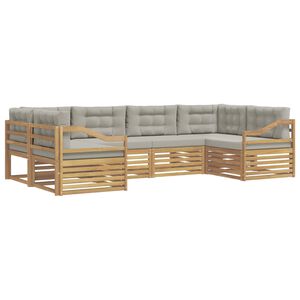 vidaXL Set de canapele de exterior 6 pcs Alb și gri deschis Poliester