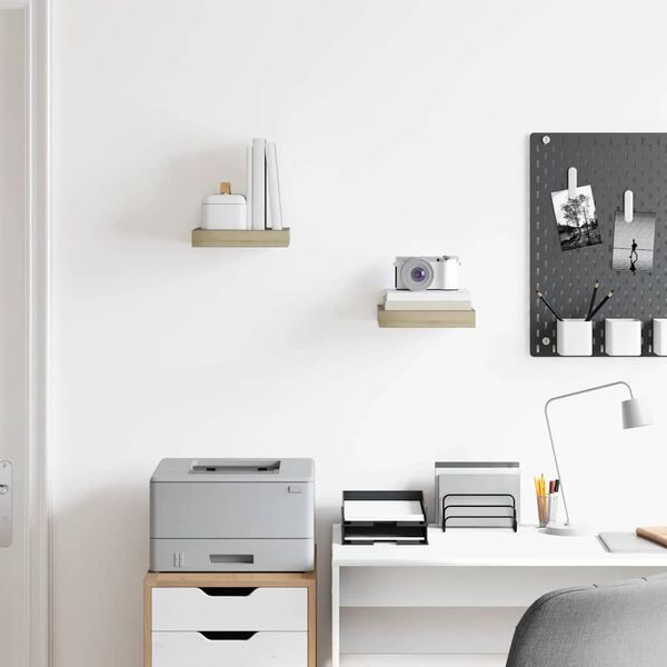 vidaXL Rafturi perete suspendate, 2 buc., stejar, 23x23,5x3,8 cm, MDF