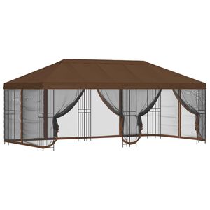 vidaXL Pavilion cu panouri laterale 6 x 3 m Maro Poliester și oțel 190