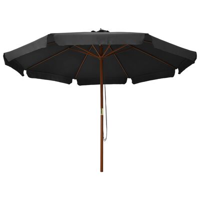 vidaXL Umbrelă de soare de exterior, stâlp din lemn, antracit, 330 cm