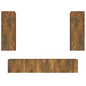 vidaXL Set dulapuri TV, 4 piese, stejar fumuriu, lemn prelucrat