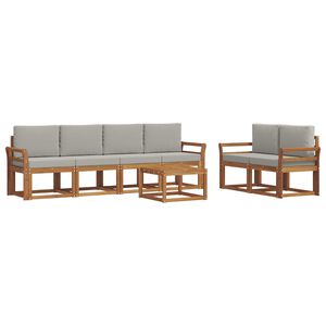 vidaXL Set de canapele de exterior 7 pcs Gri natural și deschis