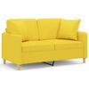 vidaXL Canapea cu 2 locuri cu pernuțe, galben deschis, 120 cm, textil