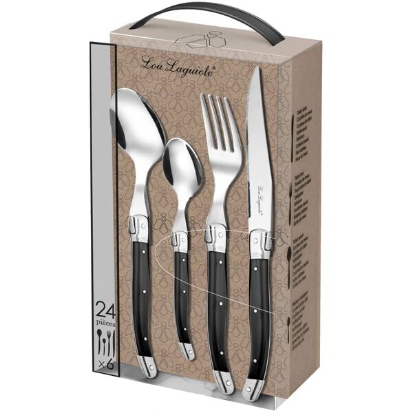 Lou Laguiole Set de tac&acirc;muri Tradition, 24 piese, antracit