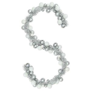 vidaXL Ghirlandă cu Bile de Crăciun Alb și Argintiu 186 cm Polistiren