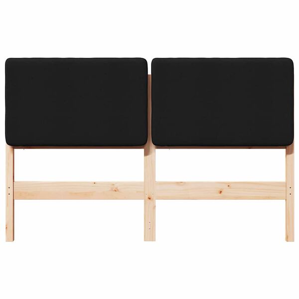 vidaXL Tăblie tapițată Maro și negru 135 cm Lemn de pin masiv