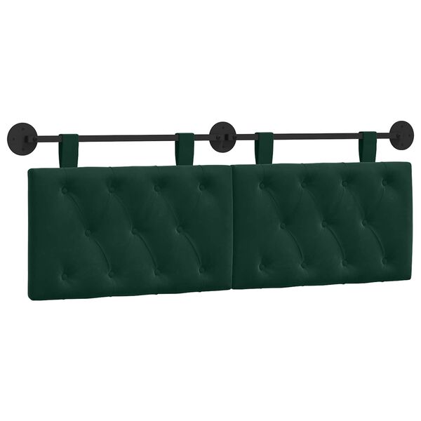 vidaXL Cap de pat suspendat Verde &icirc;nchis 150 x 55 x 7 cm Catifea