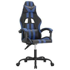vidaXL Scaun de gaming pivotant, negru și albastru, piele ecologică