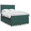 vidaXL Pat box spring cu saltea, verde &icirc;nchis, 140x190 cm, catifea