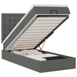 vidaXL Cadru pat otoman cu saltea țesătură gri &icirc;nchis 100x200 cm