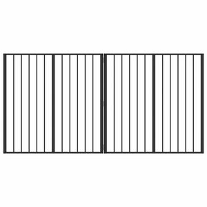 vidaXL Poartă pentru c&acirc;ini 2 pcs Negru 100 x 100 cm Oțel Galvanizat