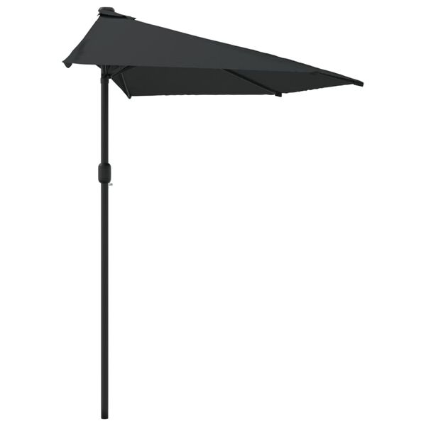 vidaXL Umbrelă de balcon tijă aluminiu negru 300x155x223cm semirotund