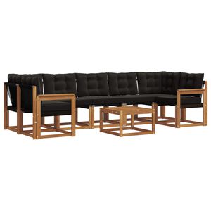vidaXL Set de canapele de exterior cu pernă 8 pcs Natural și Negru