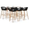 vidaXL Set mobilier de bar, 7 piese, alb și negru
