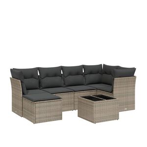 vidaXL Set mobilier grădină cu perne, 6 piese, gri, poliratan