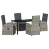 vidaXL Set de masă pentru grădină cu pernă 5 pcs Gri poliratan
