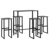 vidaXL Set bar de grădină 5 piese, negru, oțel vopsit electrostatic