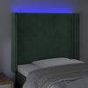 vidaXL Tăblie de pat cu LED, verde &icirc;nchis, 83x16x118/128 cm, catifea