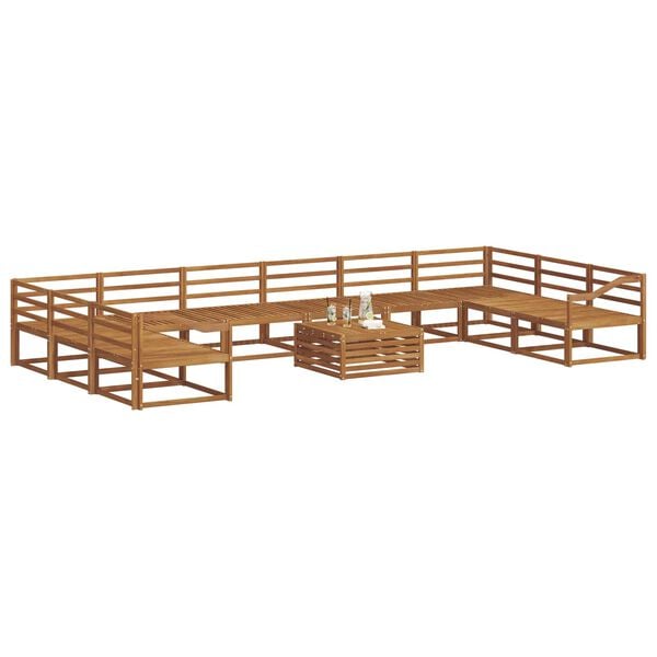vidaXL Set de canapele de exterior 11 pcs natural Lemn Solid de Acacia