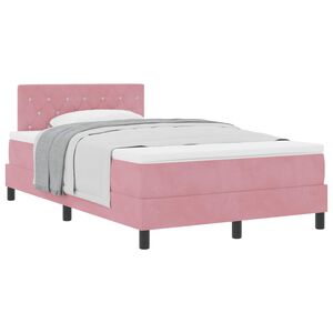 vidaXL Pat cu arcuri cu saltea cu headboard Roz 120 x 200 cm Catifea