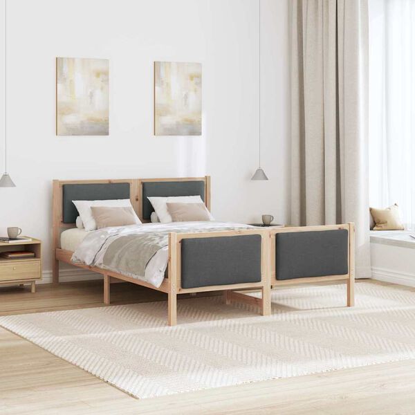 vidaXL Cadru de pat cu headboard Gri &icirc;nchis 140 x 190 cm țesătură