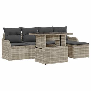 vidaXL Set de Locuri pentru Exterior 6 pcs Gri deschis Rattan poli