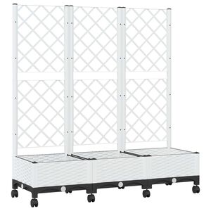 vidaXL Vază de gradină cu spalier și roți Alb 120 x 40 x 131,5 cm PP