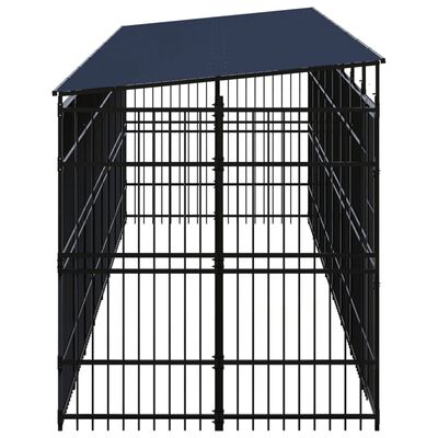 vidaXL Padoc pentru câini de exterior cu acoperiș, 14,75 m², oțel