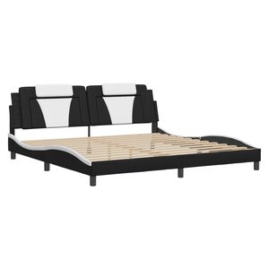 vidaXL Cadru de pat Viana cu LED fără saltea negru/alb 200x200 cm