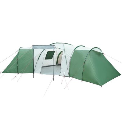 vidaXL Cort de camping pentru 12 persoane, verde, impermeabil