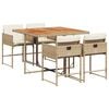 vidaXL Set mobilier de grădină cu perne, 5 piese, bej, poliratan