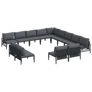 vidaXL Set de canapele pentru grădină 13 buc. Negru Oțel