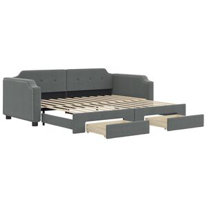 vidaXL Pat de zi cu extensie și sertare, gri &icirc;nchis, 80x200 cm textil