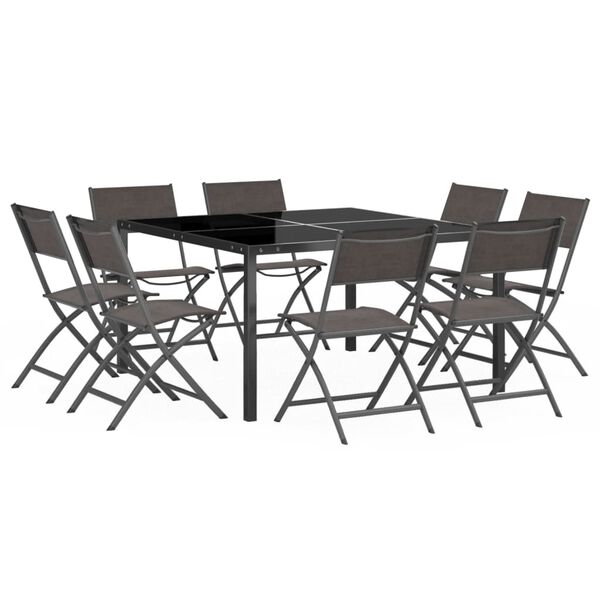 vidaXL Set mobilier de exterior, 9 piese, oțel