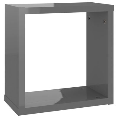 vidaXL Rafturi de perete cub, 2 buc., gri extralucios, 30x15x30 cm