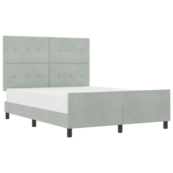 vidaXL Pat cu arcuri cu headboard Gri deschis 160 x 200 cm Catifea
