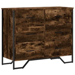 vidaXL Comodă cu sertare stejar fumuriu 91x35,5x74,5 cm lemn prelucrat