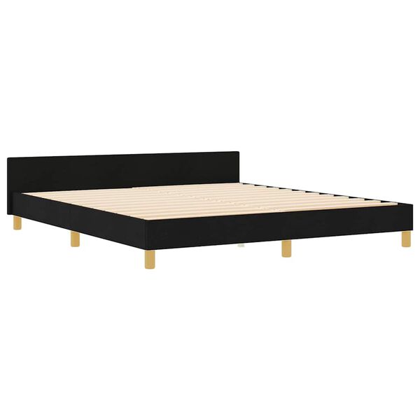 vidaXL Cadru de pat cu headboard Negru 180 x 200 cm țesătură