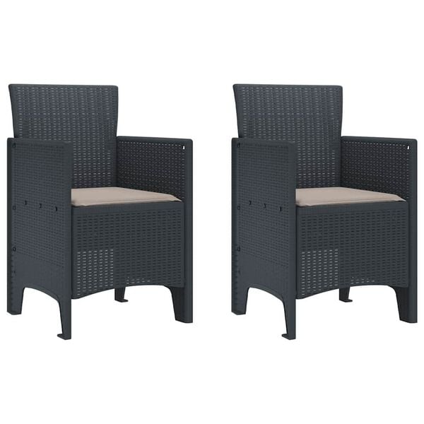 vidaXL Scaun pentru Grădină 2 pcs Antracit Dimensiune: 53 x 49 x 85 cm