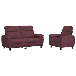 vidaXL Set de canapea 2 pcs Violet Țesătură